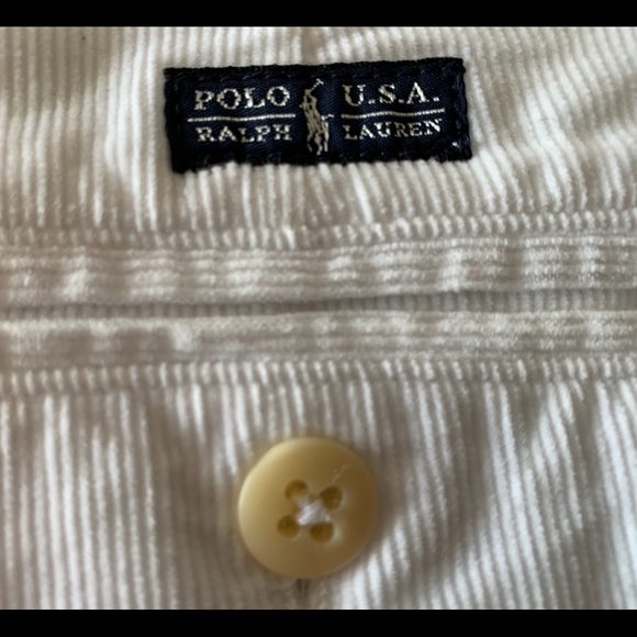 POLO BY RALPH LAUREN BOYS WHITE CORDUROY TROUSERS - Picture 7 of 8